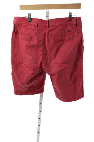 Harmont & Blaine Mens Chino Shorts Red Cotton Button Closure Size 48