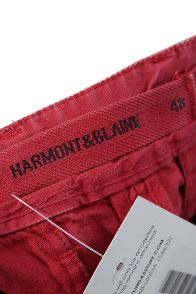 Harmont & Blaine Mens Chino Shorts Red Cotton Button Closure Size 48