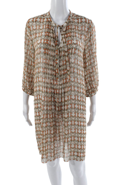 Club Monaco Womens Shift Dress Multicolor Silk Floral Short 3/4 Sleeve Size 10
