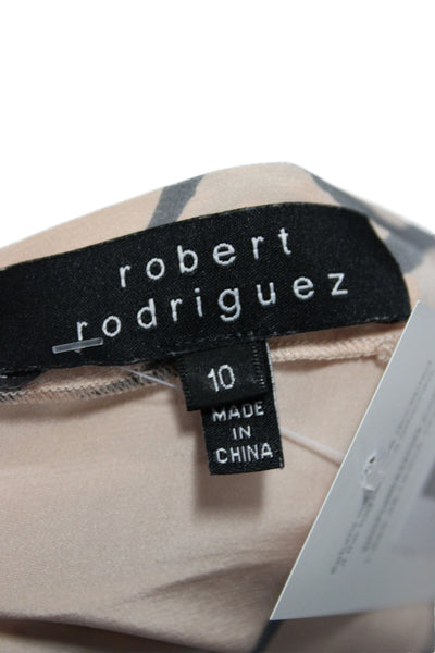 Robert Rodriguez Black Label Womens Blouson Dress Beige Silk Boat Neck Size L
