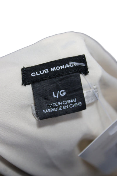Club Monaco Womens Silk Beige Geometric Shift Dress Knee-Length Size L