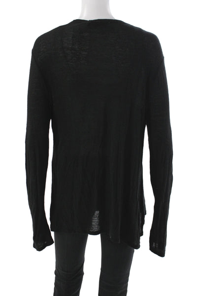 T Alexander Wang Women Black Basic T-Shirt Long Sleeve Round Neck Size L
