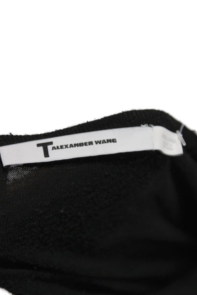 T Alexander Wang Women Black Basic T-Shirt Long Sleeve Round Neck Size L
