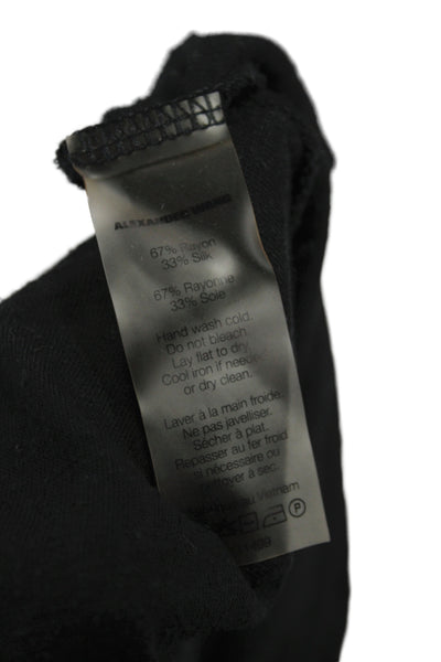 T Alexander Wang Women Black Basic T-Shirt Long Sleeve Round Neck Size L