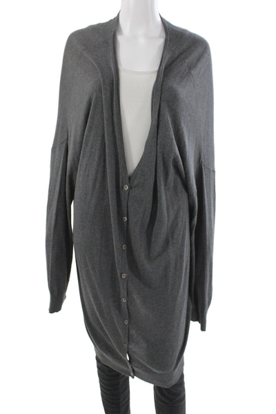 Haute Hippie Women Gray V-Neck Long Sleeve Solid Cardigan Size M