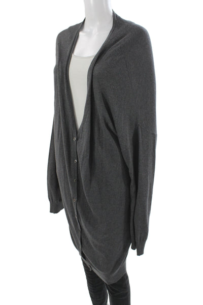 Haute Hippie Women Gray V-Neck Long Sleeve Solid Cardigan Size M