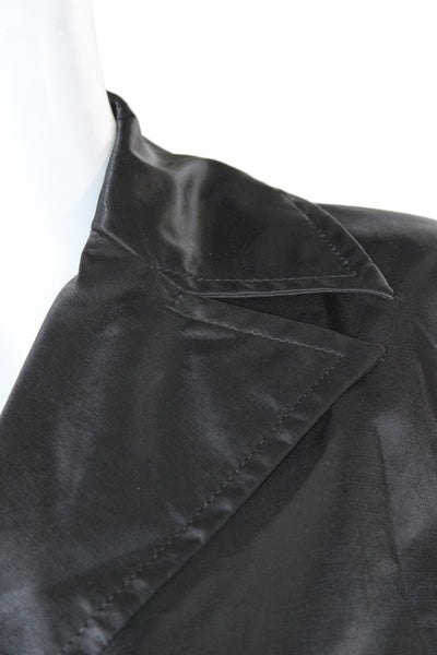 Adrienne Landau Womens Trench Coat Black Nylon Tie Waist Long Sleeve Size M
