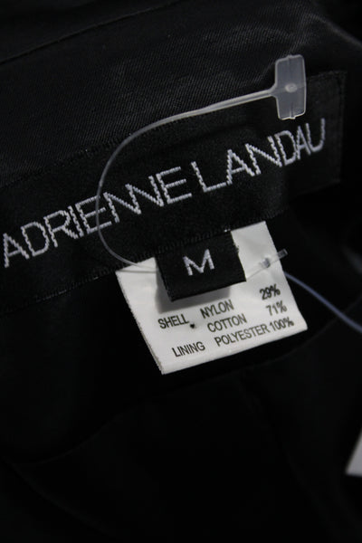 Adrienne Landau Womens Trench Coat Black Nylon Tie Waist Long Sleeve Size M