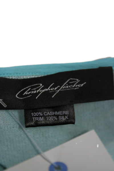 Christopher Fischer Women Cashmere Pullover Scoop Neck 3/4 Sleeve Blue Size L