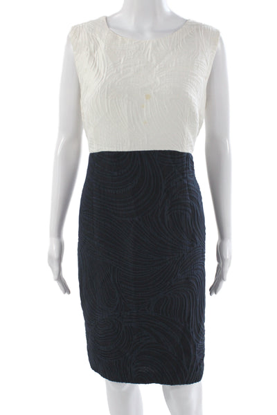 Escada Women Ivory Sheath Dress Sleeveless Knee Length Zip Size 42