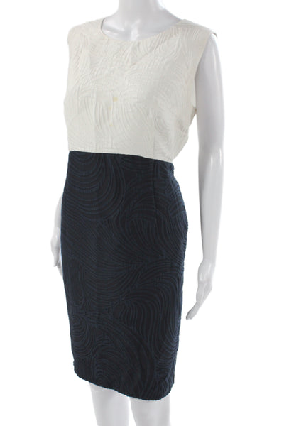 Escada Women Ivory Sheath Dress Sleeveless Knee Length Zip Size 42