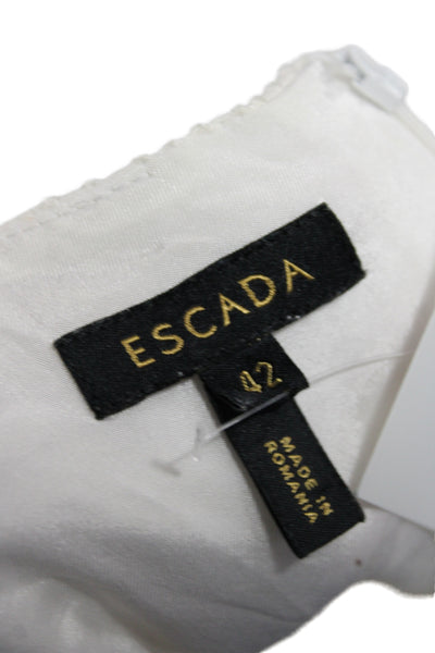 Escada Women Ivory Sheath Dress Sleeveless Knee Length Zip Size 42