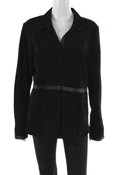 Ecru Women Black Suede Basic Jacket Button Long Sleeve Size XL