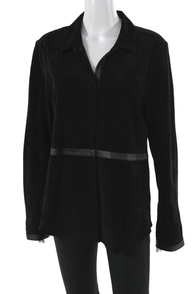 Ecru Women Black Suede Basic Jacket Button Long Sleeve Size XL