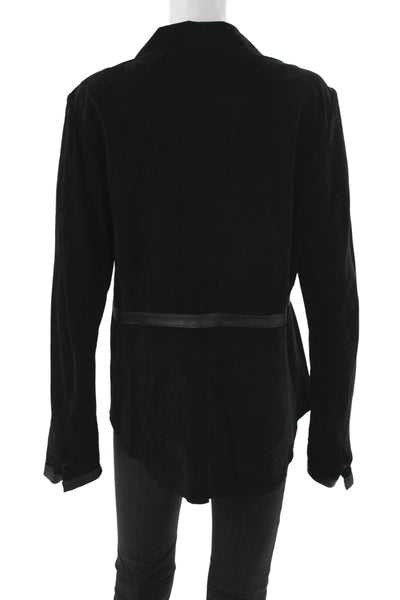 Ecru Women Black Suede Basic Jacket Button Long Sleeve Size XL