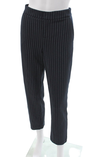 Ecru Women Ankle Pants Black Striped Pull On Rayon Size M