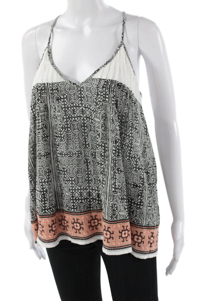 Joie Womens Camisole Black Geometric V-Neck Cotton Sleeveless Bohemian Size S