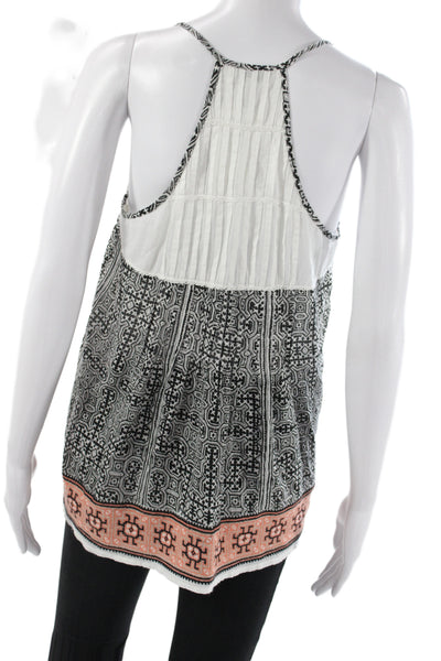 Joie Womens Camisole Black Geometric V-Neck Cotton Sleeveless Bohemian Size S