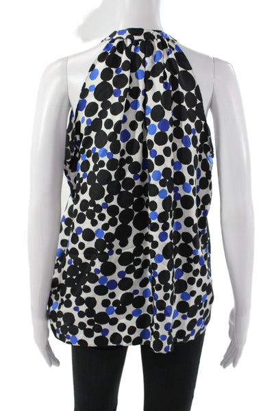 Lauren Gabrielson Women Silk Halter Polka Dot Tank Sleeveless Basic Black Size S