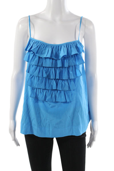 525 America Womens Blue Silk Camisole Scoop Neck Sleeveless Size S