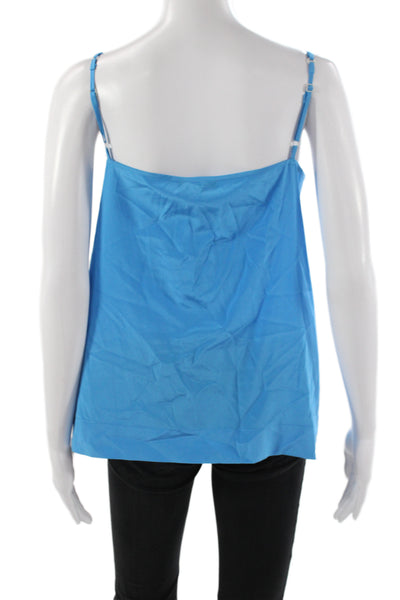 525 America Womens Blue Silk Camisole Scoop Neck Sleeveless Size S