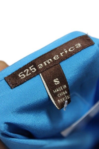 525 America Womens Blue Silk Camisole Scoop Neck Sleeveless Size S