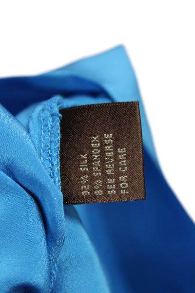 525 America Womens Blue Silk Camisole Scoop Neck Sleeveless Size S
