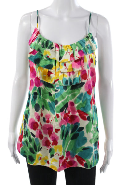 Beth Bowley Women Silk Floral Camisole Scoop Neck Sleeveless Multicolor Size 10