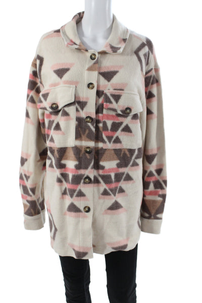 Sanctuary Women Boho Cotton Collared Tunic Button-Up Beige Size M