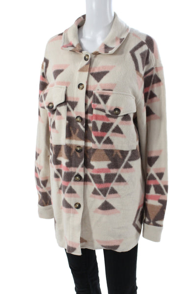 Sanctuary Women Boho Cotton Collared Tunic Button-Up Beige Size M