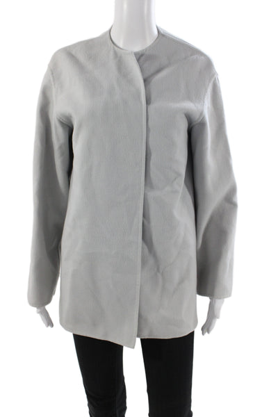 Agnona Womens Gray Wool Overcoat Snap Closure Long Sleeve Minimalist Size S