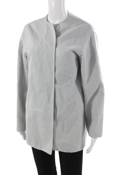 Agnona Womens Gray Wool Overcoat Snap Closure Long Sleeve Minimalist Size S