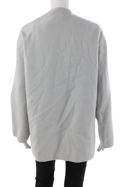 Agnona Womens Gray Wool Overcoat Snap Closure Long Sleeve Minimalist Size S