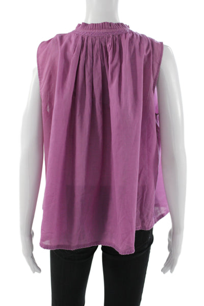 Graham Kandiah Womens Tunic Blouse Blue Linen Long Sleeve Round Neck Size M