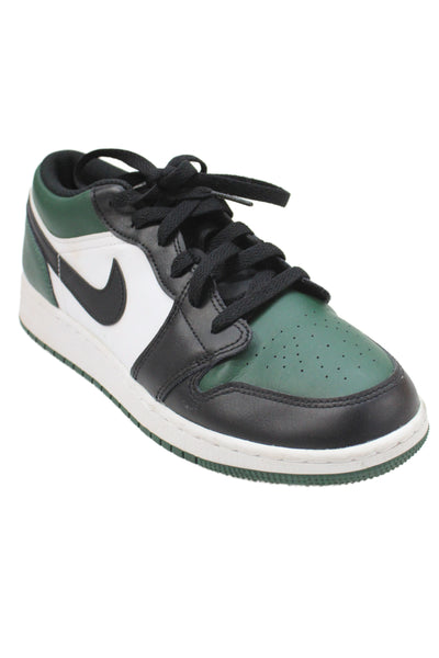 Nike Boys Leather   Air Jordan 1 Low Colorblock Sneakers Green Black Size 7