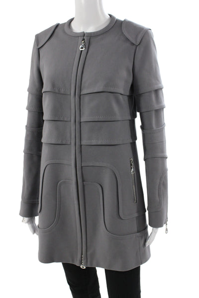 Louis Vuitton Womens Gray Wool Overcoat Long Sleeve Fall Size 38