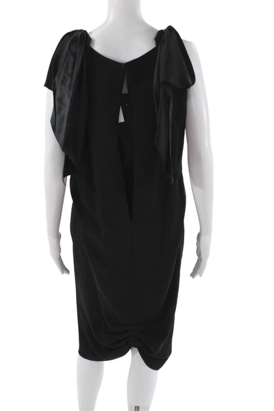 Louis Vuitton Women Sheath Dress Black Silk V-Neck Knee-Length Size 40