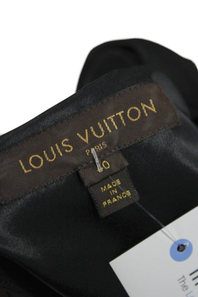 Louis Vuitton Women Sheath Dress Black Silk V-Neck Knee-Length Size 40