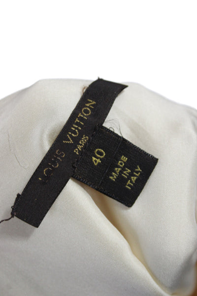 Louis Vuitton Women Sheath Dress Ivory Knee Length Zip 3/4 Sleeve Size 40