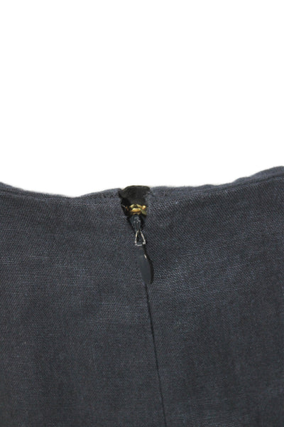Chloe Women Shift Dress Black One Shoulder Linen Sleeveless Micro Mini Size 40