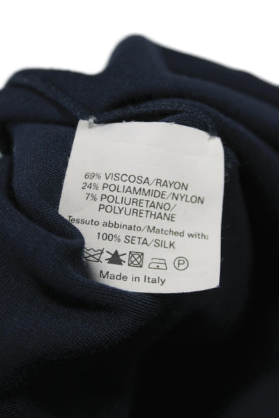 Yves Saint Laurent Women Shift Dress Blue Square Neck Half Sleeve Size S