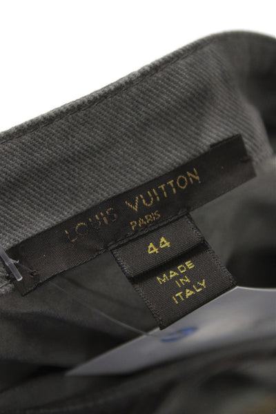Louis Vuitton Womens Gray Silk Blend Bomber Jacket Geometric Buckle Size 44