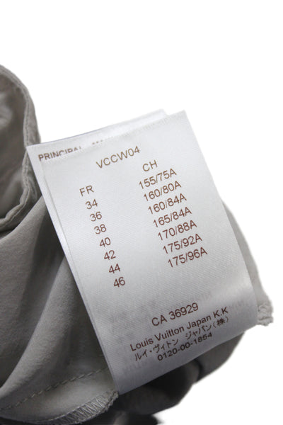 Louis Vuitton Womens Gray Silk Blend Bomber Jacket Geometric Buckle Size 44