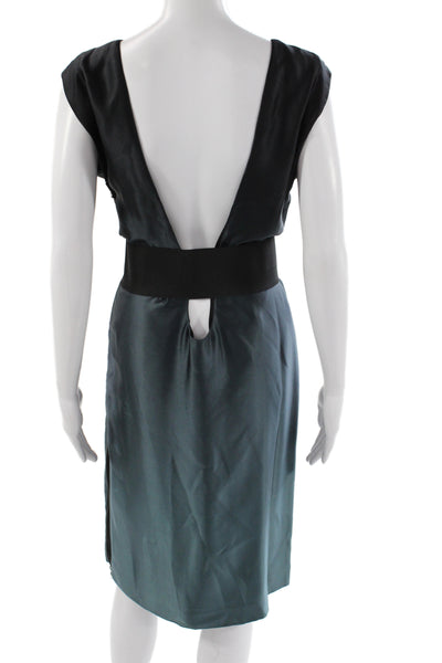 Lanvin Womens Sheath Dress Black Silk Sleeveless Round Neck Size 42
