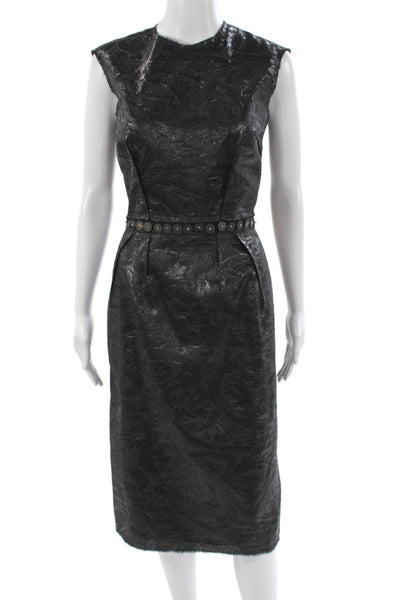 Lanvin Womens Black Sheath Dress Paisley Knee Length Size 40