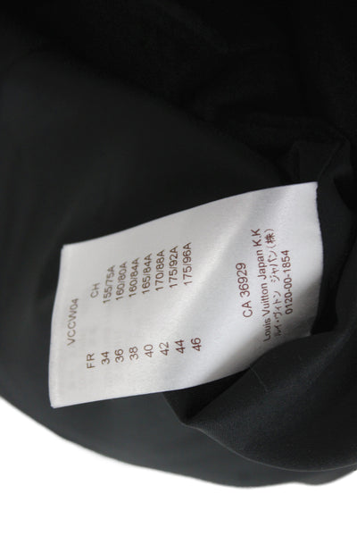 Louis Vuitton Women Sheath Dress Black Leather Knee Length Short Sleeve Size 42