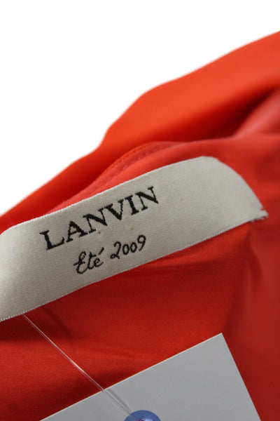 Lanvin Women Shift Dress One Shoulder Silk Sleeveless Orange Mini Size 38