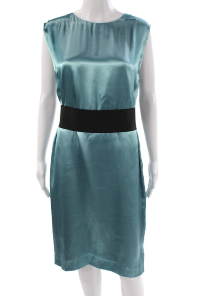 Lanvin Women Shift Dress Black Sleeveless Round Neck Viscose Size 40
