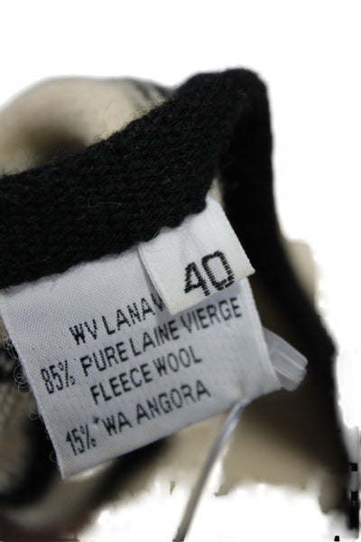 Sonia Rykiel Women Cardigan Black Striped Long Sleeve Round Neck Wool Size 40