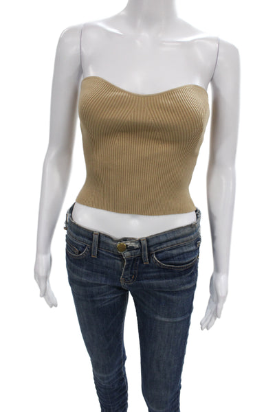 Reformation Womens Cropped Sleeveless Sweetheart Tank Beige Size S